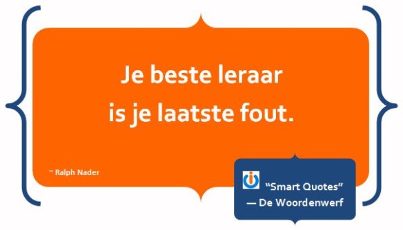 Je beste leraar is je laatste fout. (De Woordenwerf - Smart Quotes)